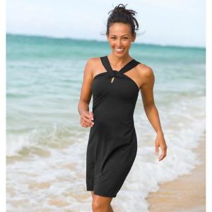 Black reverse halter swim dress copy